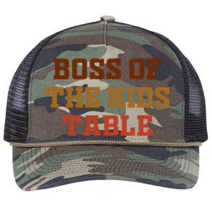 Thanksgiving Funny For Kids Boss Of The Kids Table Turkey Day Retro Rope Trucker Hat Cap