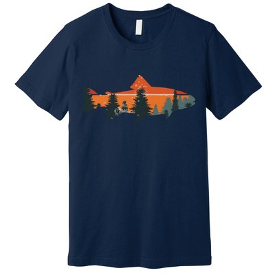 Trout Fly Fishing Nature Outdoor Fisherman Gift Premium T-Shirt