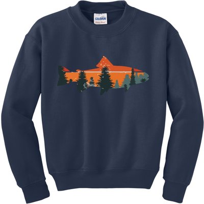 Trout Fly Fishing Nature Outdoor Fisherman Gift Kids Sweatshirt