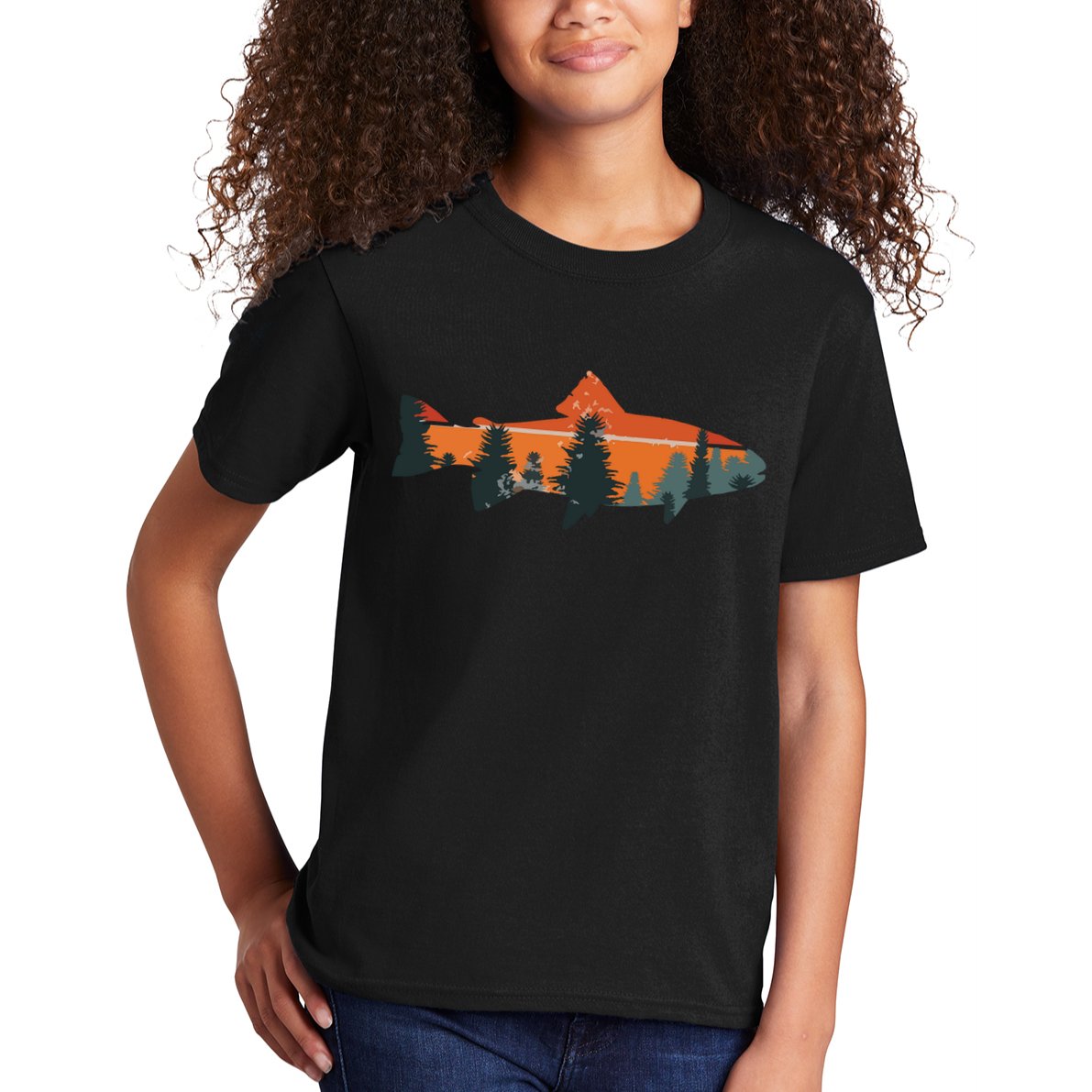 Trout Fly Fishing Nature Outdoor Fisherman Gift Kids T-Shirt