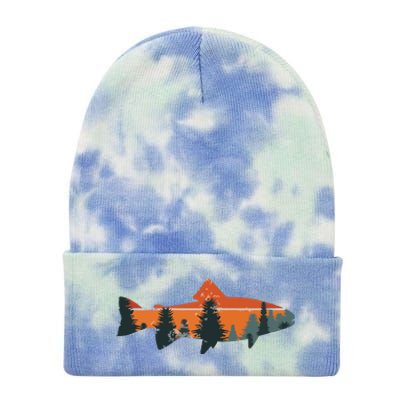 Trout Fly Fishing Nature Outdoor Fisherman Gift Tie Dye 12in Knit Beanie