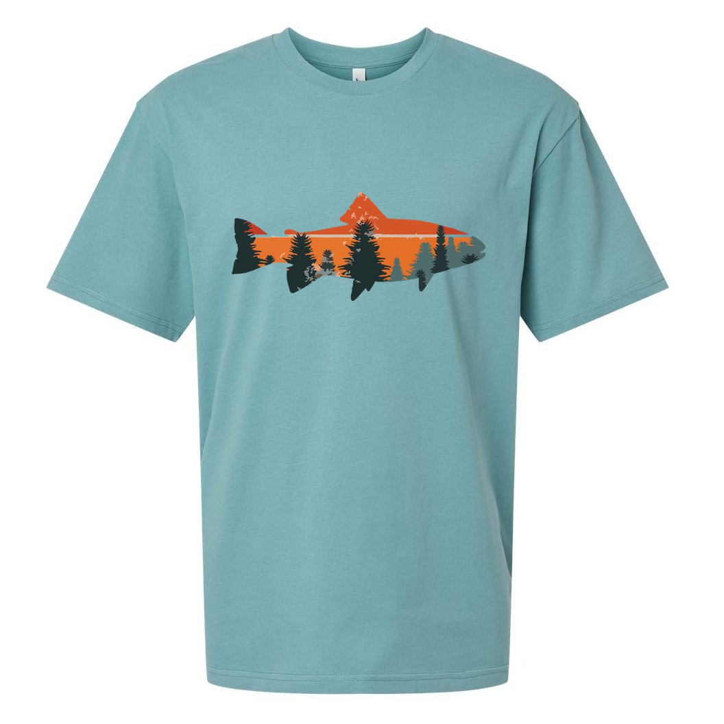 Trout Fly Fishing Nature Outdoor Fisherman Gift Sueded Cloud Jersey T-Shirt