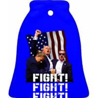 Trump Fight Fight Fight Trump Signals To Americans To Fight Ceramic Bell Ornament