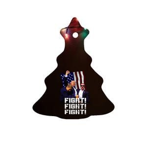 Trump Fight Fight Fight Trump Signals To Americans To Fight Ceramic Tree Ornament