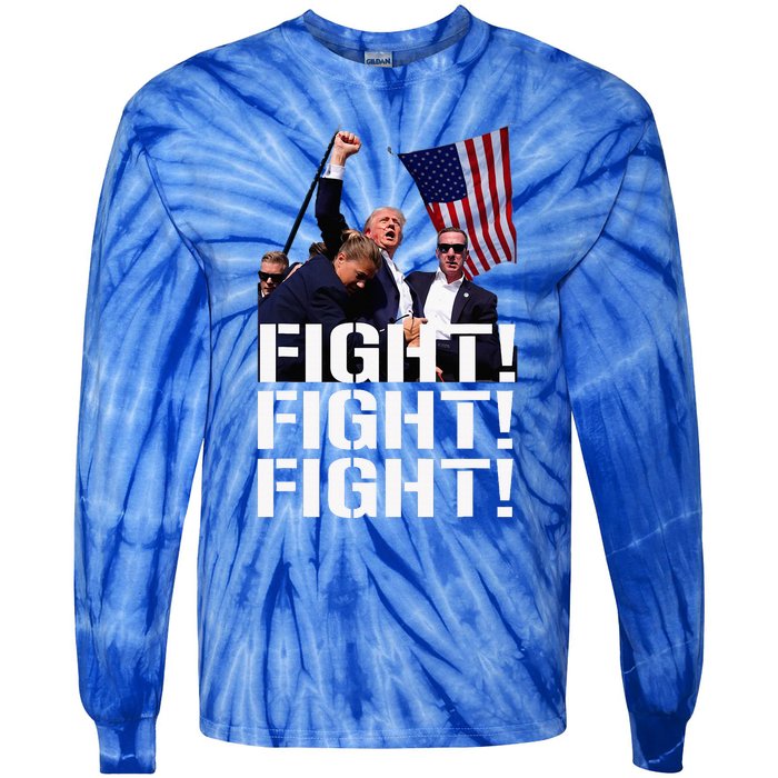 Trump Fight Fight Fight Tie-Dye Long Sleeve Shirt