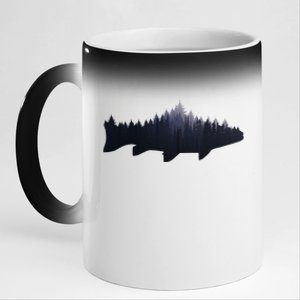 Trout Fly Fishing Nature Outdoor Fisherman Gift 11oz Black Color Changing Mug