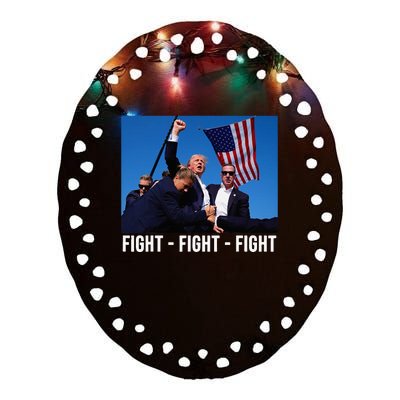 Trump Fight Fight Fight 2024 Ceramic Oval Ornament