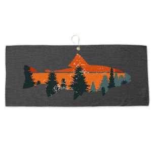 Trout Fly Fishing Nature Outdoor Fisherman Gift Large Microfiber Waffle Golf Towel