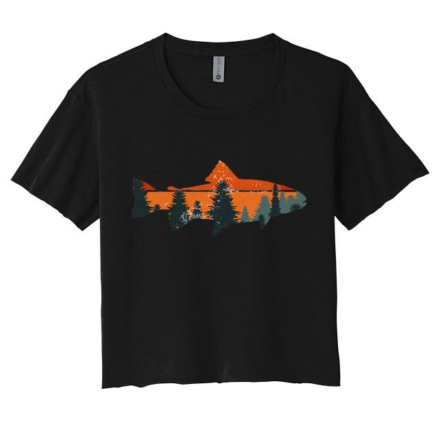 Trout Fly Fishing Nature Outdoor Fisherman Gift Crop Top