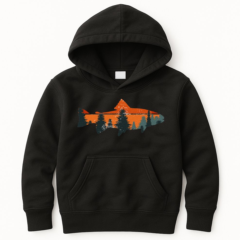 Trout Fly Fishing Nature Outdoor Fisherman Gift Kids Hoodie