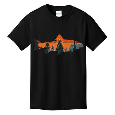 Trout Fly Fishing Nature Outdoor Fisherman Gift Kids T-Shirt