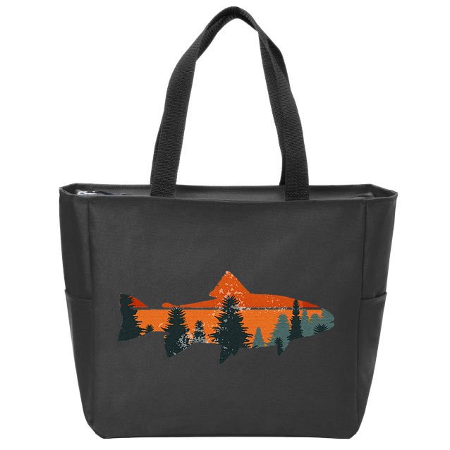Trout Fly Fishing Nature Outdoor Fisherman Gift Zip Tote Bag