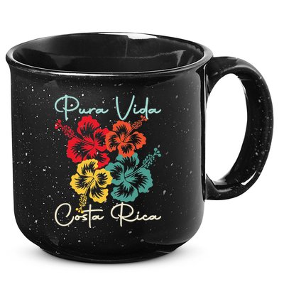 Tropical Flower Family Vacation Costa Rica Beach Pura Vida 15oz Campfire Ceramic Mug