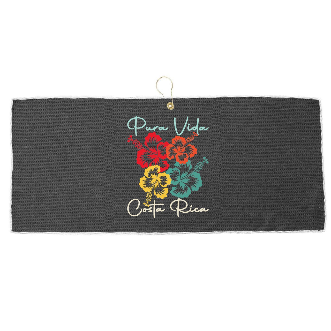 Tropical Flower Family Vacation Costa Rica Beach Pura Vida Large Microfiber Waffle Golf Towel