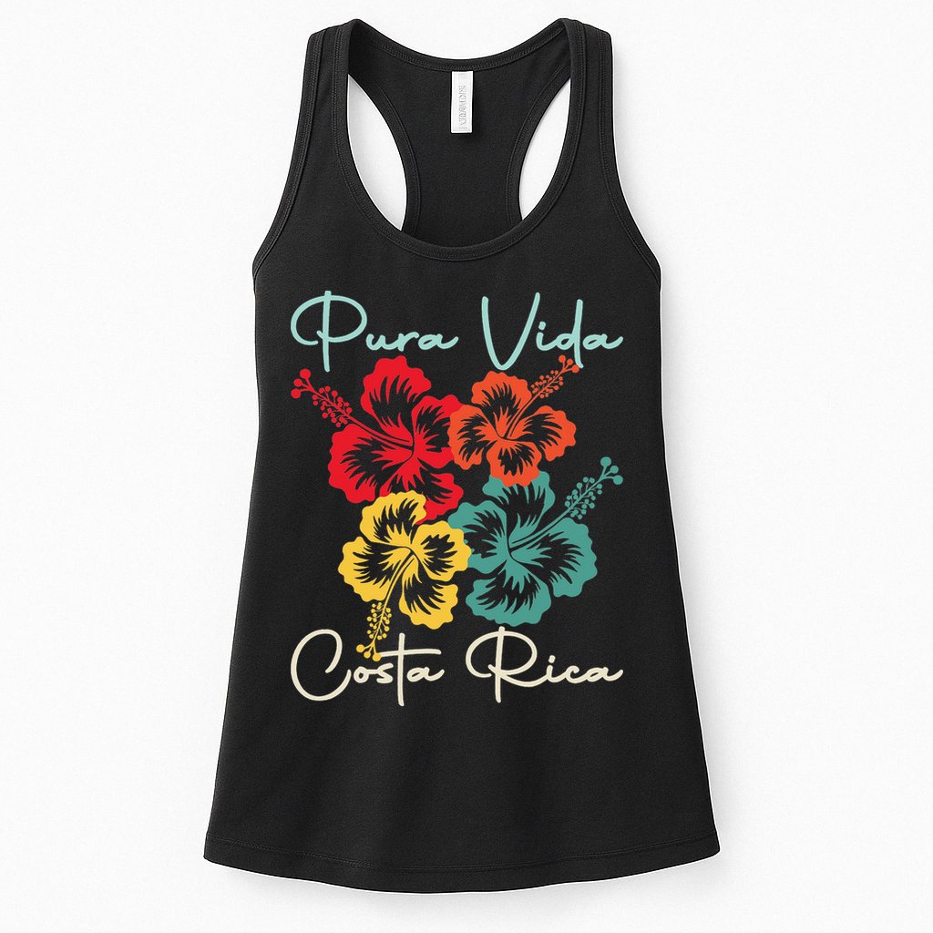 Tropical Flower Family Vacation Costa Rica Beach Pura Vida Womens Tank Top