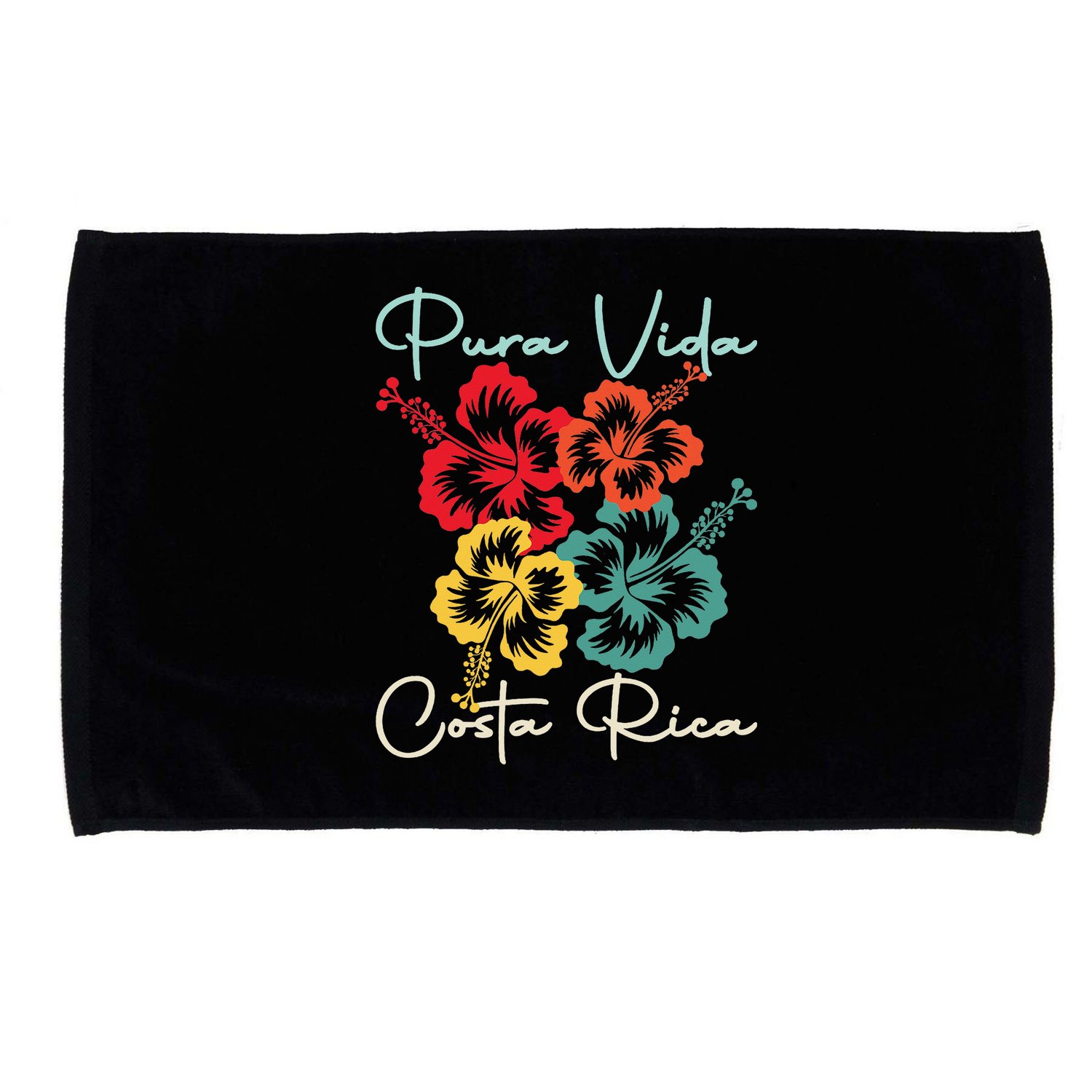 Tropical Flower Family Vacation Costa Rica Beach Pura Vida Microfiber Hand Towel