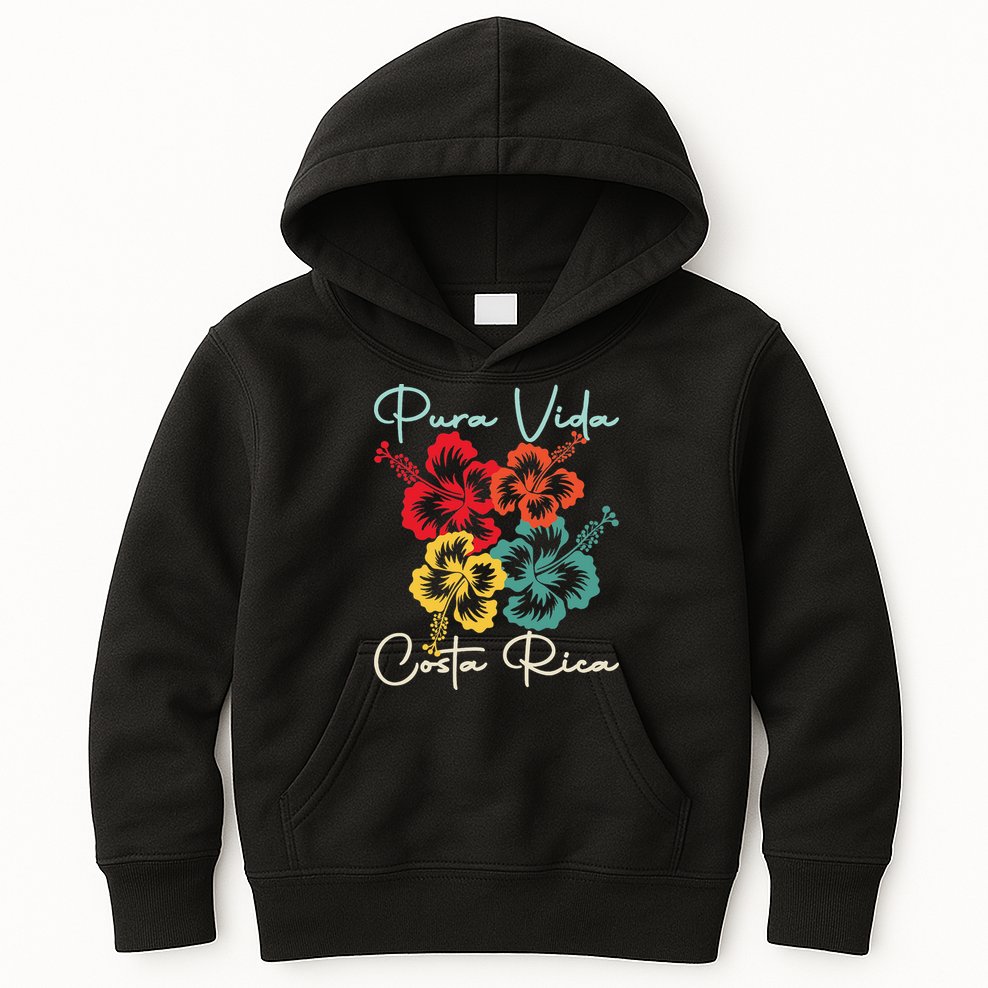 Tropical Flower Family Vacation Costa Rica Beach Pura Vida Kids Hoodie