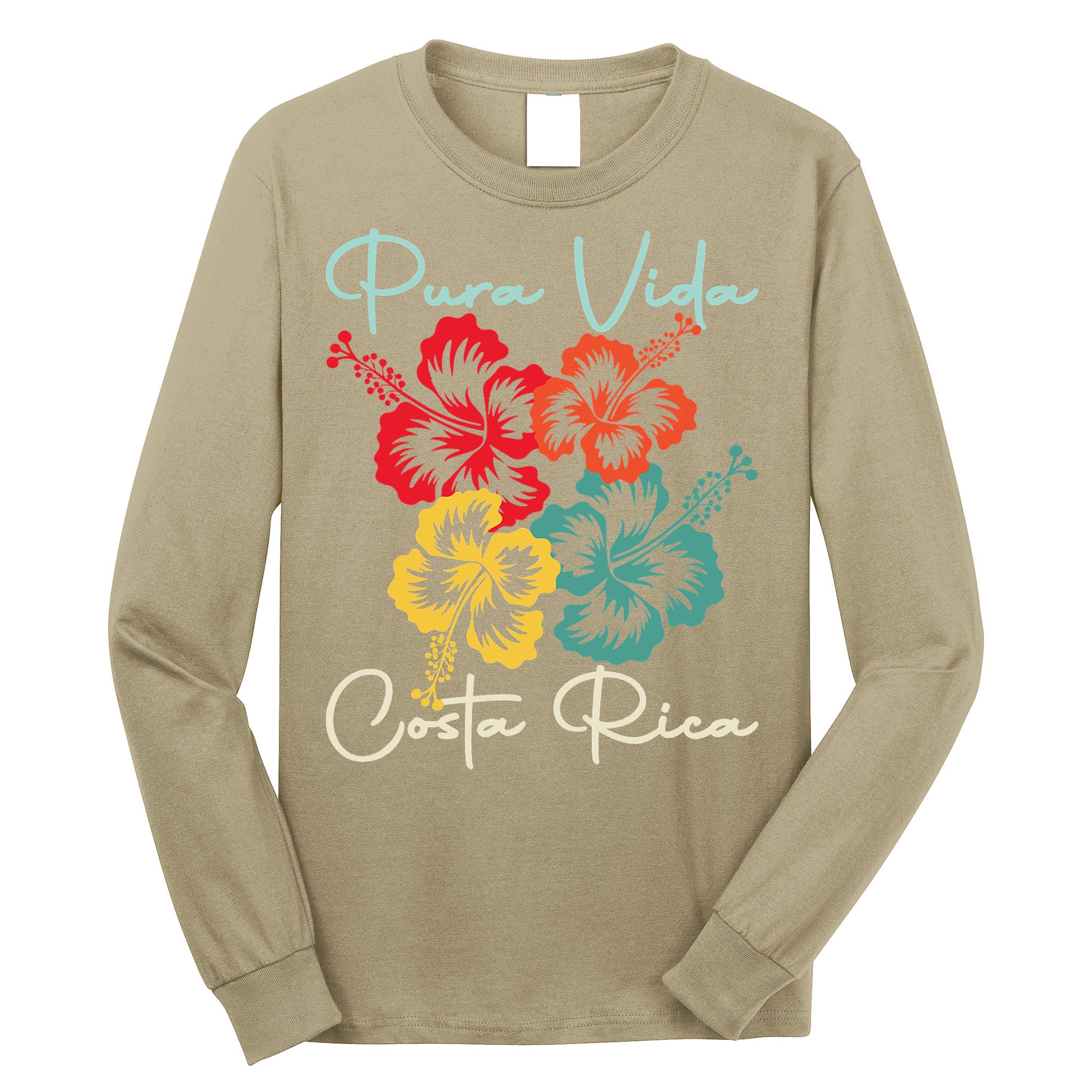 Tropical Flower Family Vacation Costa Rica Beach Pura Vida Long Sleeve Shirt
