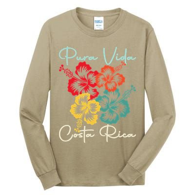 Tropical Flower Family Vacation Costa Rica Beach Pura Vida Tall Long Sleeve T-Shirt