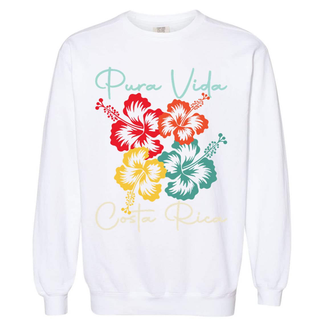 Tropical Flower Family Vacation Costa Rica Beach Pura Vida Garment-Dyed Sweatshirt