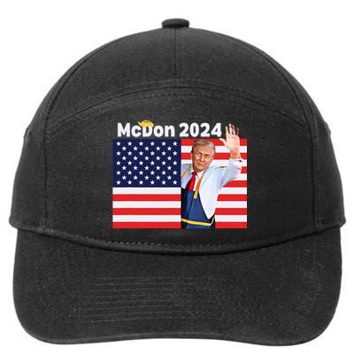 Trump French Fries Mcdon 2024 American Flag Maga 7-Panel Snapback Hat