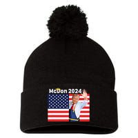 Trump French Fries Mcdon 2024 American Flag Maga Pom Pom 12in Knit Beanie