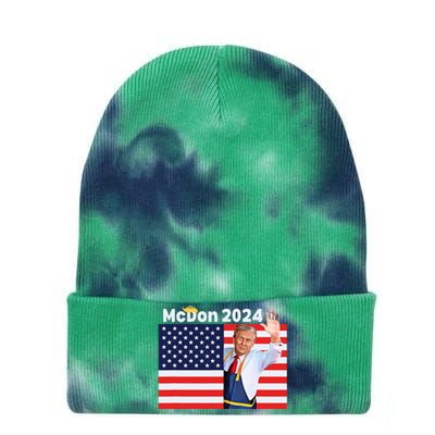 Trump French Fries Mcdon 2024 American Flag Maga Tie Dye 12in Knit Beanie