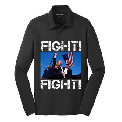 Trump Fight Fight Fight Trump Defiant Trump Shot Fist Pump Silk Touch Performance Long Sleeve Polo