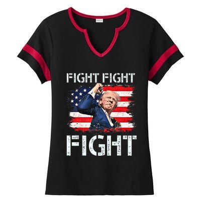 Trump Fight Fight Fight Trump Signals To Americans To Fight Ladies Halftime Notch Neck Tee