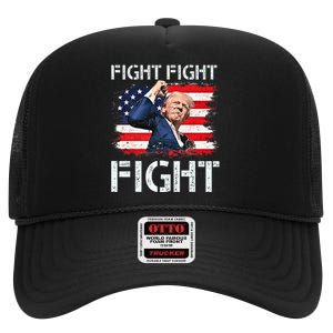 Trump Fight Fight Fight Trump Signals To Americans To Fight High Crown Mesh Back Trucker Hat