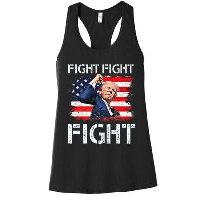 Trump Fight Fight Fight Trump Signals To Americans To Fight Women's Racerback Tank