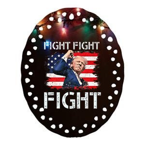 Trump Fight Fight Fight Trump Signals To Americans To Fight Ceramic Oval Ornament