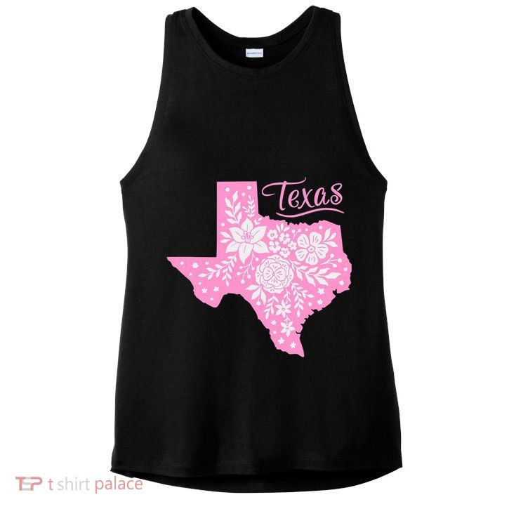 TEXAS Flower Floral Home State Texan Ladies PosiCharge Tri-Blend Wicking Tank