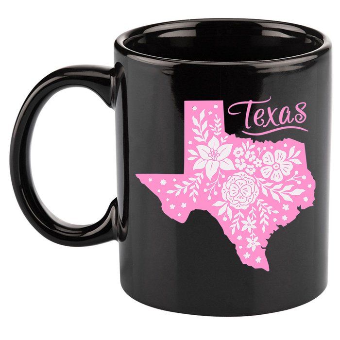 TEXAS Flower Floral Home State Texan 11oz C Handle Ceramic Mug