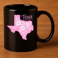 TEXAS Flower Floral Home State Texan 11oz C Handle Ceramic Mug