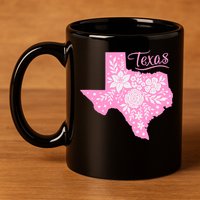 TEXAS Flower Floral Home State Texan 11oz C Handle Ceramic Mug