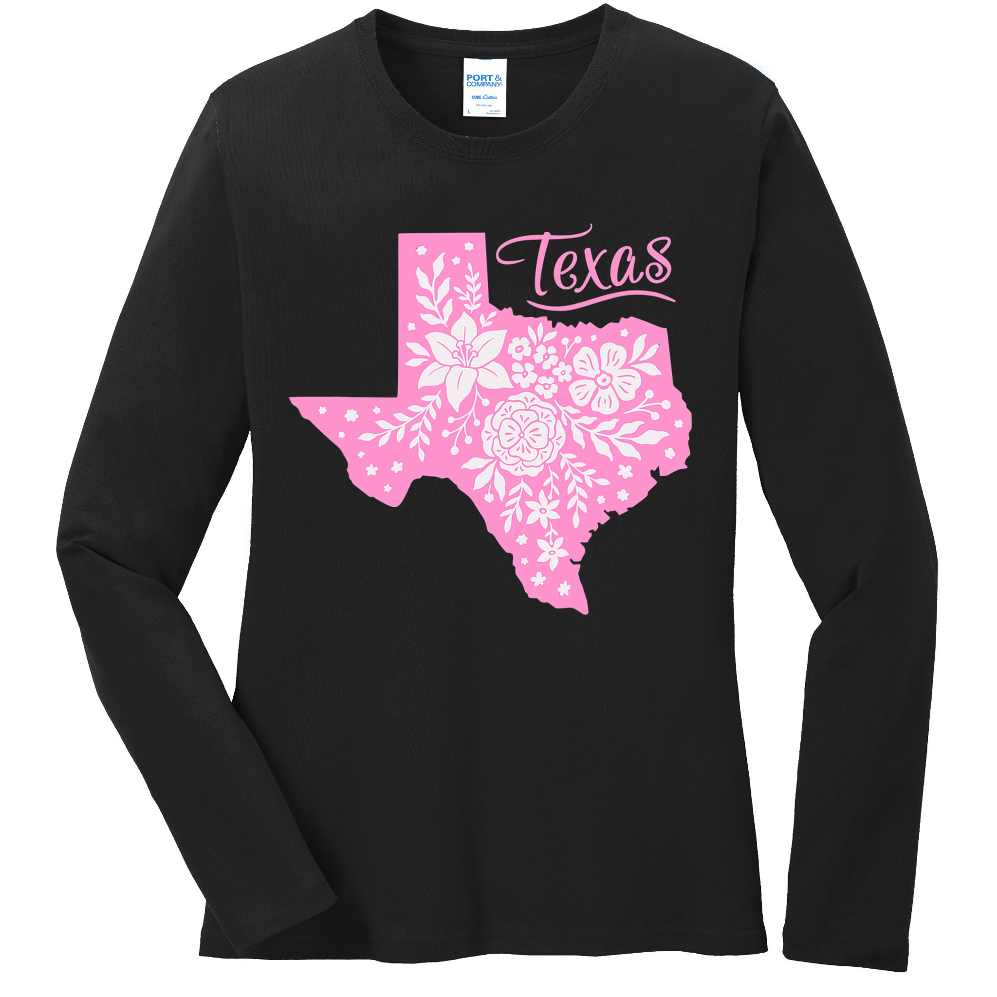 TEXAS Flower Floral Home State Texan Ladies Long Sleeve Shirt