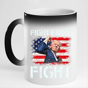 Trump Fight Fight Fight Trump Signals To Americans To Fight 11oz Black Color Changing Mug