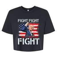 Trump Fight Fight Fight Trump Signals To Americans To Fight Bella+Canvas Jersey Crop Tee