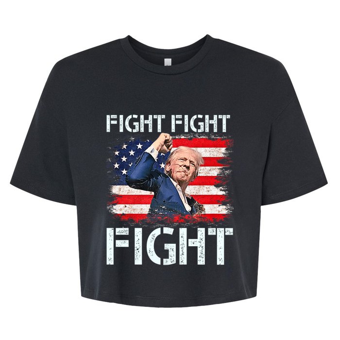 Trump Fight Fight Fight Trump Signals To Americans To Fight Bella+Canvas Jersey Crop Tee