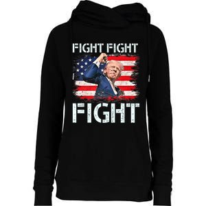 Trump Fight Fight Fight Trump Signals To Americans To Fight Womens Funnel Neck Pullover Hood