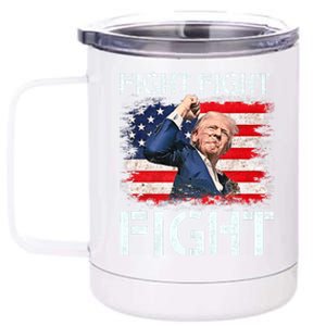 Trump Fight Fight Fight Trump Signals To Americans To Fight 12 oz Stainless Steel Tumbler Cup