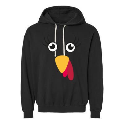 Turkey Face Funny Thanksgiving Day Garment-Dyed Fleece Hoodie