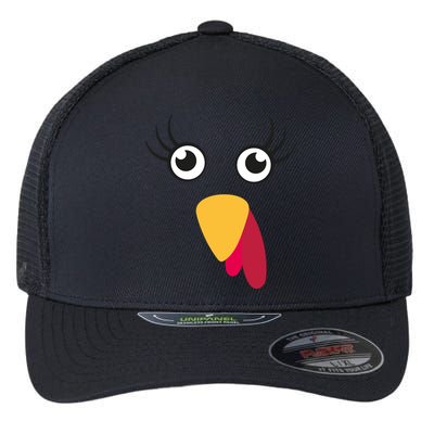 Turkey Face Funny Thanksgiving Day Flexfit Unipanel Trucker Cap