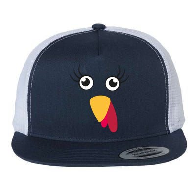 Turkey Face Funny Thanksgiving Day Flat Bill Trucker Hat