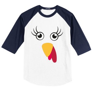 Turkey Face Funny Thanksgiving Day Baseball Sleeve Shirt