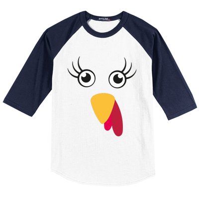 Turkey Face Funny Thanksgiving Day Baseball Sleeve Shirt