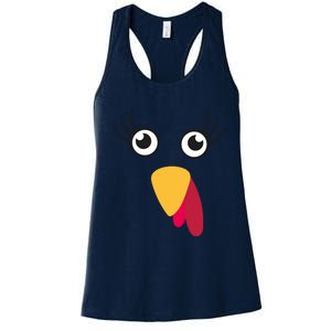 Turkey Face Funny Thanksgiving Day Women's Racerback Tank