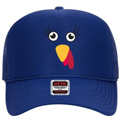 Turkey Face Funny Thanksgiving Day High Crown Mesh Back Trucker Hat