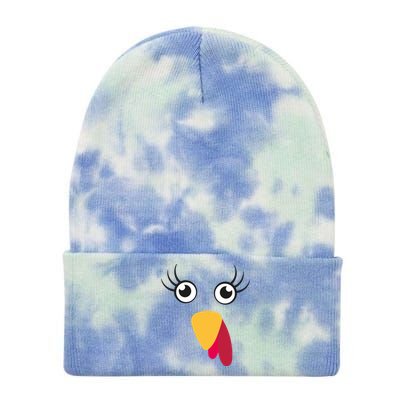 Turkey Face Funny Thanksgiving Day Tie Dye 12in Knit Beanie